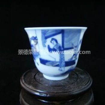 景德镇小雅青花瓷器杏林轩款慈母念子茶杯