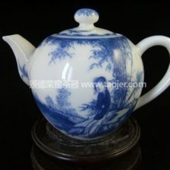 景德镇小雅青花瓷器小雅款美人如玉茶壶