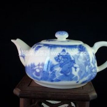 景德镇小雅青花瓷器上京赶考茶壶