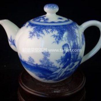 景德镇小雅青花瓷器美人如玉茶壶
