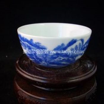 景德镇小雅青花瓷器小雅款山水茶杯