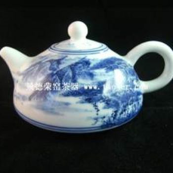 永春壶陈永春手绘仿古青花山水茶壶