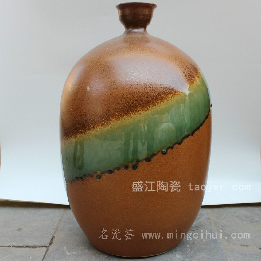 RYUM10景德镇陶瓷 手工陶瓷 高温颜色釉褐色酒瓶 工艺摆设