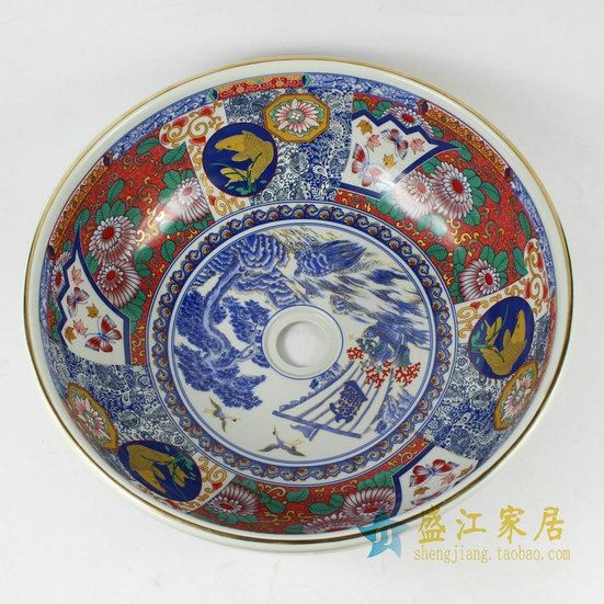RYBG73景德镇陶瓷台上盆 台盆洗脸盆 卫浴用品水池高档贴花