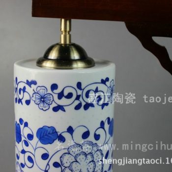 RYYJ01景德镇 陶瓷 精品青花直筒圆灯具 台灯 灯饰 家居摆设