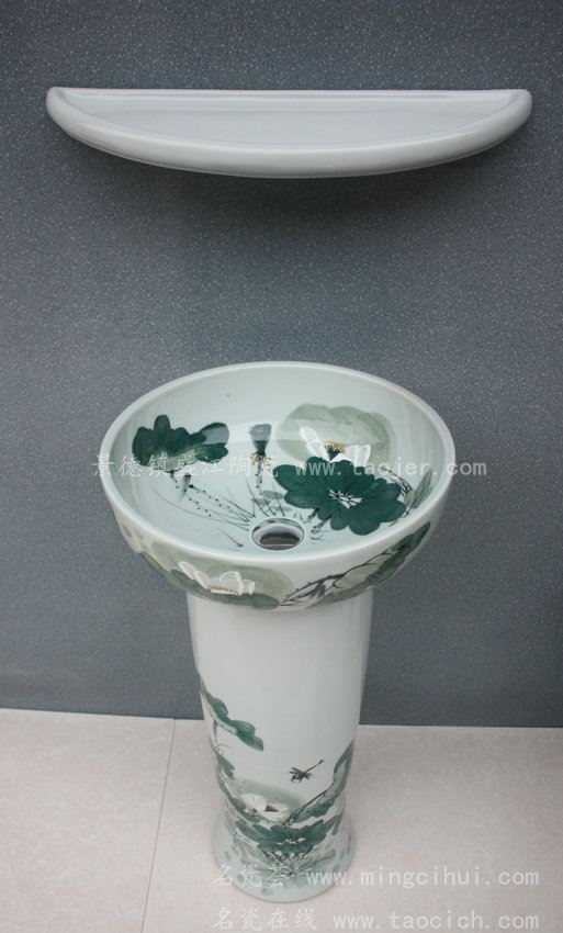 RYXW030景德镇 陶瓷颜色釉 连体式洗脸盆 家居工艺摆设