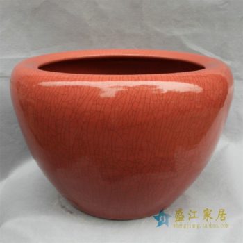 RYHD26景德镇精品陶瓷红色开片鱼缸大花瓶 水缸 大缸家居庭院装饰