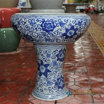 RYHD24 景德镇精品陶瓷青花鱼缸大缸花盆观赏鱼缸缠枝青花纹水缸