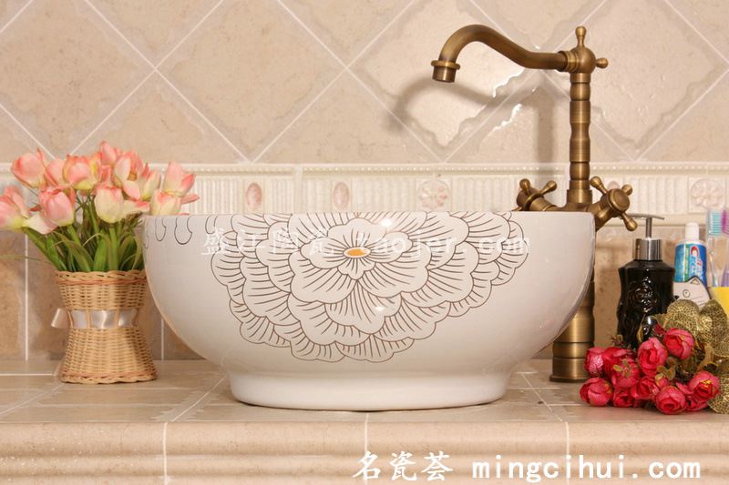 RYXW196景德镇 双层牡丹 家居工艺摆设