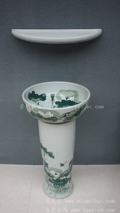 RYXW030景德镇 陶瓷颜色釉 连体式洗脸盆 家居工艺摆设