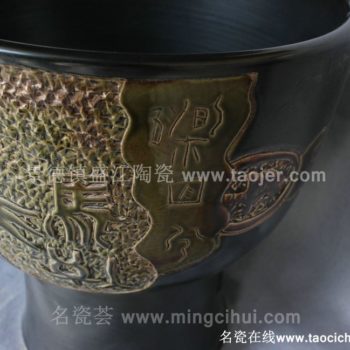 RYBH102景德镇 陶瓷带钉花釉 颜色釉 一体式洗脸盆 家居工艺摆设 举报