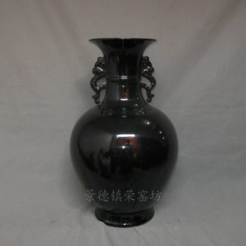 NRCN99景德镇 陶瓷 颜色釉 黑釉 天球赏瓶樽 花瓶 花插
