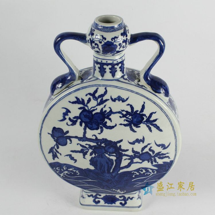 RYJF49 RYJF51青花仿古 双耳寿桃酒壶 双耳缠枝花瓶