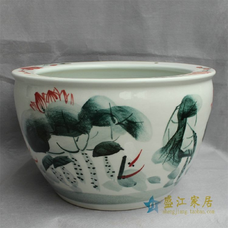 RYYY15景德镇精品陶瓷瓷器平口鱼缸水缸大缸花盆水培多用缸图案多
