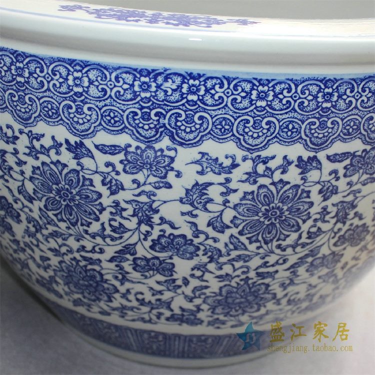 RYYY27景德镇精品陶瓷青花鱼缸大缸水缸花盆水培平口