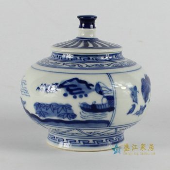 RZBP01景德镇陶瓷 青花 小鸡图茶叶罐 盖罐储物罐