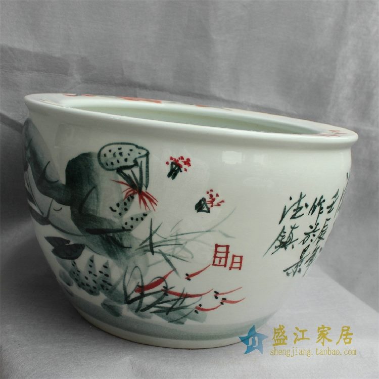 RYYY15景德镇精品陶瓷瓷器平口鱼缸水缸大缸花盆水培多用缸图案多
