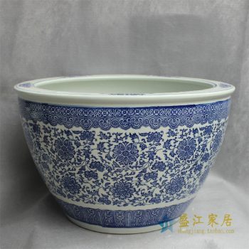 RYYY27景德镇精品陶瓷青花鱼缸大缸水缸花盆水培平口