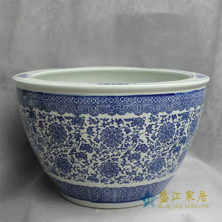 RYYY27景德镇精品陶瓷青花鱼缸大缸水缸花盆水培平口