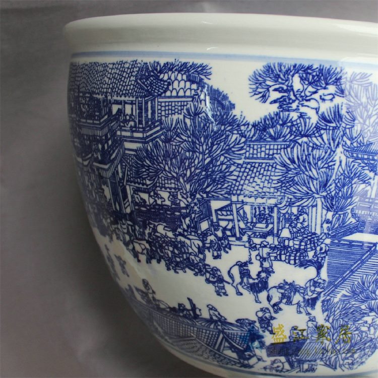 RYYY15景德镇精品陶瓷瓷器平口鱼缸水缸大缸花盆水培多用缸图案多