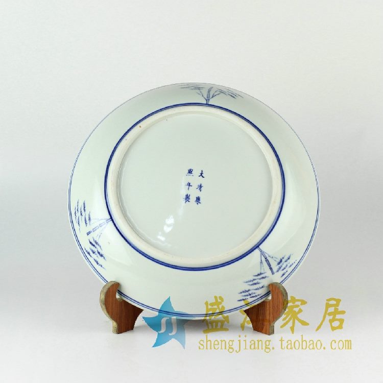 RYXC28景德镇精品陶瓷青花釉里红赏盘挂盘瓷盘十八罗汉图案收藏盘