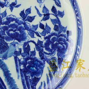RYXC27景德镇精品陶瓷青花瓷盘赏盘挂盘送人收藏佳品花鸟图案