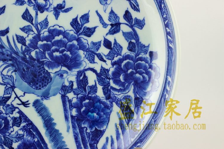 RYXC27景德镇精品陶瓷青花瓷盘赏盘挂盘送人收藏佳品花鸟图案