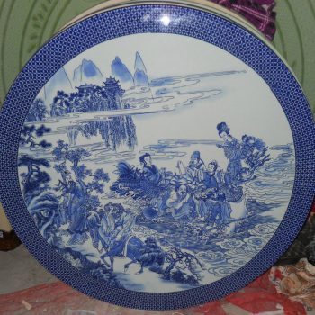 NYSP05 景德镇精品 陶瓷手工手绘青花八仙过海瓷桌凳一桌一柱四凳