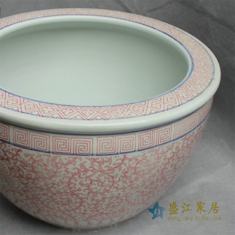 RYYY15景德镇精品陶瓷瓷器平口鱼缸水缸大缸花盆水培多用缸图案多