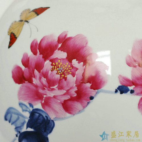 RZDL01景德镇精品陶瓷手绘粉彩花瓶国色天香牡丹花瓶收藏花瓶摆饰