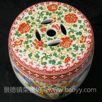 RYLL14景德镇陶瓷 粉彩百子图 鼓凳 瓷凳 梳妆凳 凳子