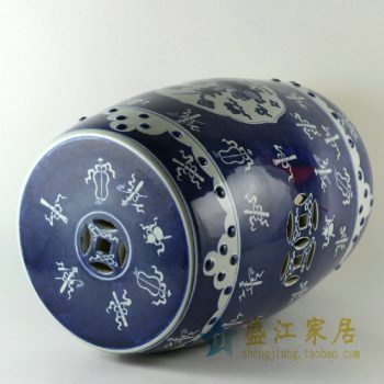 RYLU15景德镇精品陶瓷青花凳子家居摆件凉墩陶瓷凳子庭院凳子