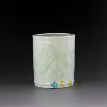 14AA34-a 青釉印花纹笔筒 文具
