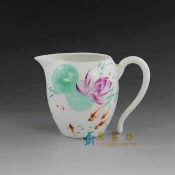 14OK41-B  手绘粉彩鱼乐畅游图公道杯 