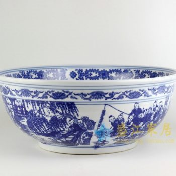 RZED01-A-  手绘青花童乐 童趣图花盆 花缸 艺术摆件