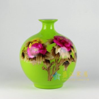 RZEE01-A 粉彩花卉图花瓶 花插 工艺装饰摆件