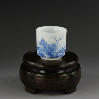 14AM97-B 青花山水风景画茶杯 品茗杯