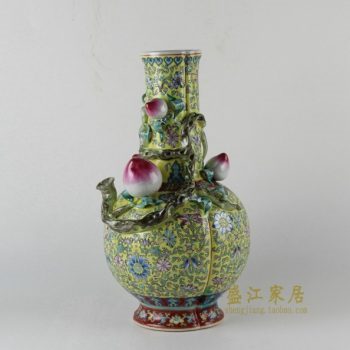 RZDR01手工粉彩雕塑寿桃艺术装饰花瓶 花插