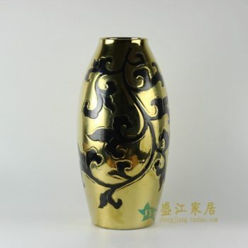 RYNQ169 颜色釉刻纹花卉图莲子瓶 花瓶