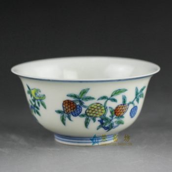 RYLC 手绘青花斗彩果枝图茶碗 茶杯 品茗杯