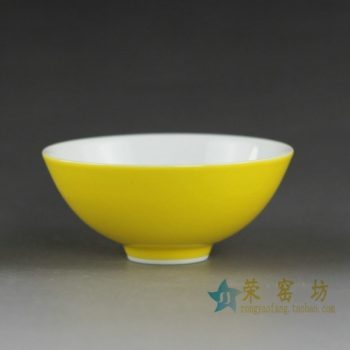 14CS112 颜色釉黄色茶碗 汤碗