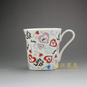 RYDY25-D 手绘粉彩心形图浪漫情感画茶杯 品茗杯 咖啡杯