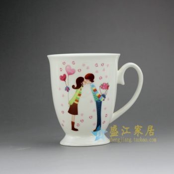 RYDY27-A 手绘粉彩现代浪漫情侣画茶杯 品茗杯 咖啡杯