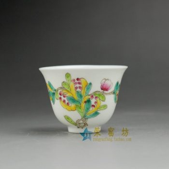 RYNY08-B 7638手绘粉彩果枝图茶杯 品茗杯