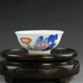 14AS144 手绘青花斗彩茶碗 汤碗 品茗杯