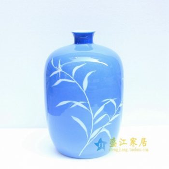 2u01-3手绘青花花草图冬瓜瓶 花瓶