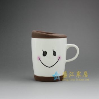 RYDY31 手绘卡通脸谱橡皮底盖茶杯 品茗杯 咖啡杯