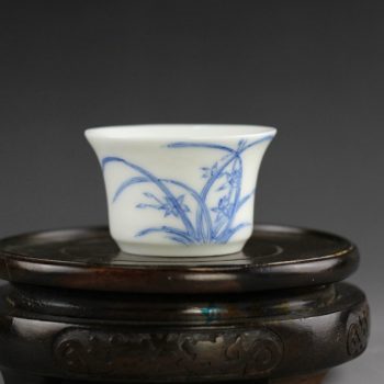 14AS30 手绘青花水仙花图茶杯 品茗杯