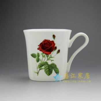 RYDY25-B 手绘粉彩玫瑰花朵茶杯 品茗杯 咖啡杯