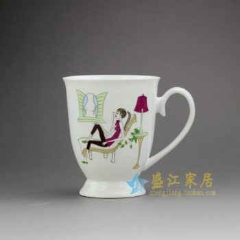 RYDY27-D 手绘粉彩现代浪漫休闲画茶杯 品茗杯